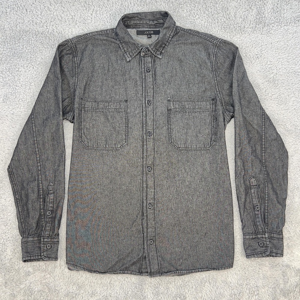 Joe's Shirt Mens XL Black Button‎ Down Long Sleeve Denim Smart Casual Wotkwear